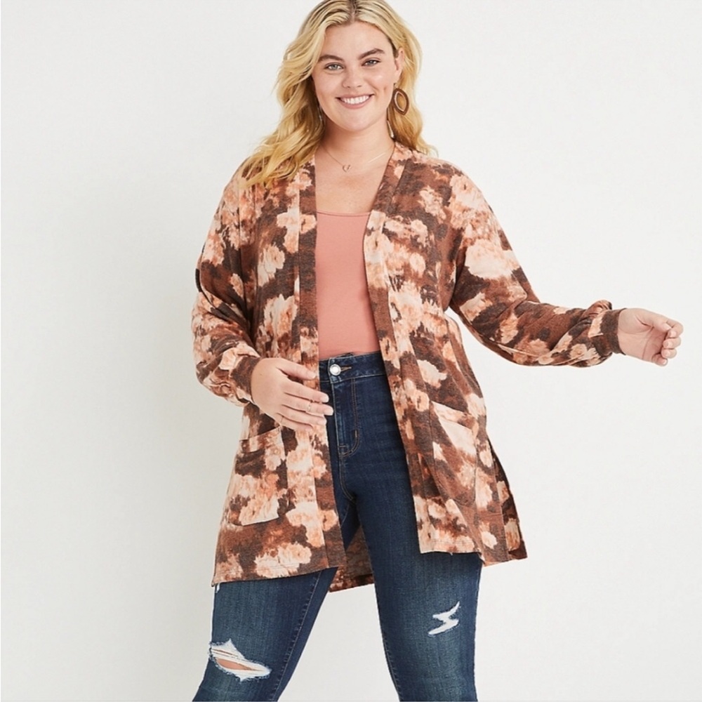 Maurices Cozy Knit Watercolor Floral Cardigan